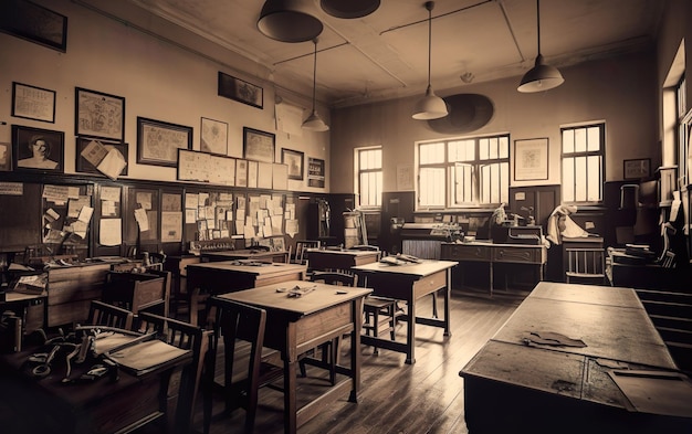 Foto interior de escuela vintage ia ia generativa