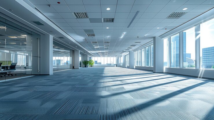Interior de espacio abierto de oficina vacío Antecedentes de la empresa de conferencias de negocios