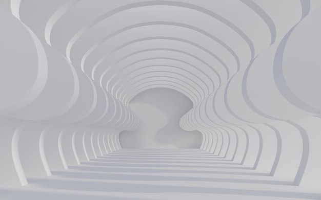 Interior de espacio en blanco vacío con renderizado 3d de luz solar y sombra