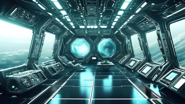 El interior de la estación espacial futurista