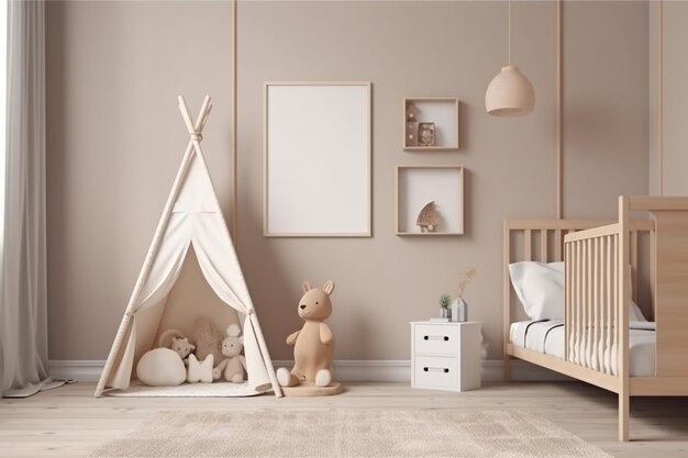 Interior estético de la habitación del bebé creado con IA generativa