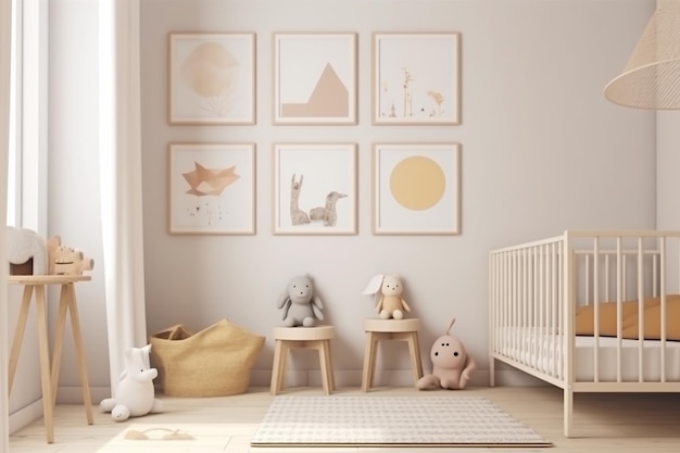 Interior estético de la habitación del bebé creado con IA generativa