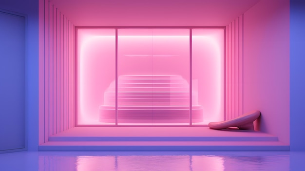 Foto interior estilo barbie rosa da sala de sauna com bancos de madeira e pedras quentes