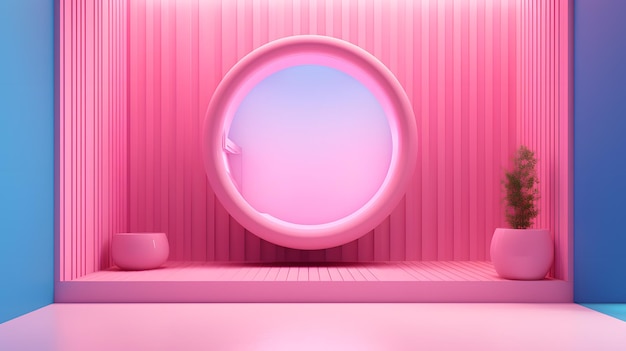 Interior de estilo Barbie rosa de la sala de sauna con bancos de madera y piedras calientes