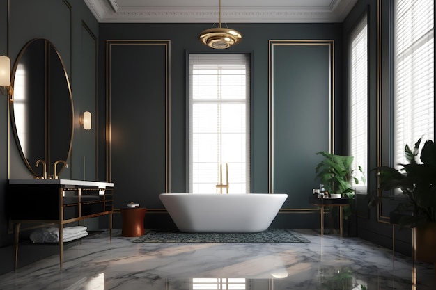 Interior de estilo clásico de baño en casa de lujo AI generativa