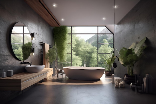 Interior de estilo ecológico de baño en casa moderna