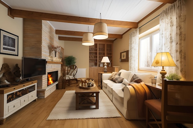 Interior de estilo ecológico clásico de sala de estar en casa moderna AI generado