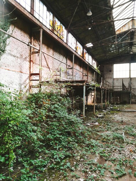 Foto interior de una fábrica abandonada