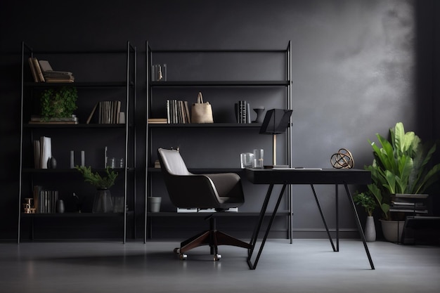 Interior fondo apartamento espacio de trabajo trabajo hermoso espacio estantes hogar moderno IA generativa