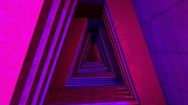 Interior futurista de cyberpunk scifi com luzes de neon