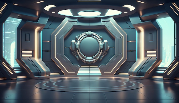 Interior futurista con escenario vacío Fondo futuro moderno Generativo ai