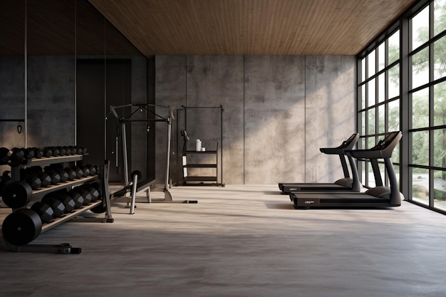 Interior de un gimnasio moderno y minimalista