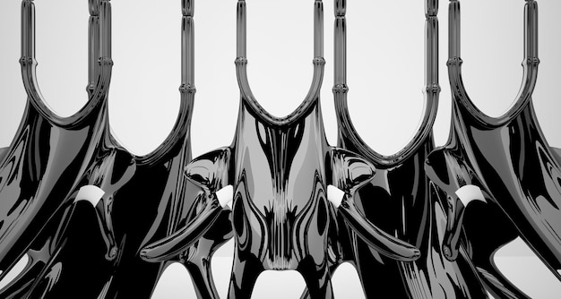 Interior gótico blanco y negro abstracto Ilustración y renderizado 3D