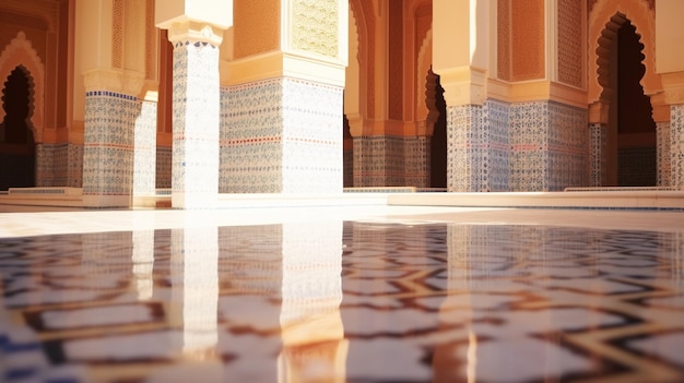 Interior de la Gran Mezquita en los Emiratos Árabes Unidos de Abu Dhabi