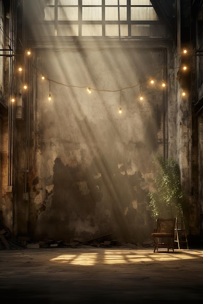 Interior grunge com luz spotlight ray