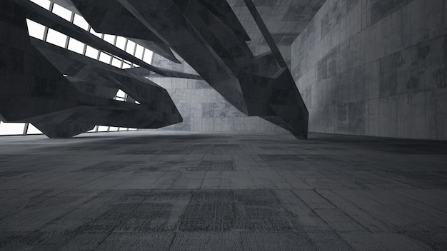 Interior de habitación de hormigón abstracto oscuro vacío Fondo arquitectónico Vista nocturna de los iluminados
