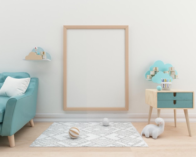 Interior de habitación infantil con maqueta de marco