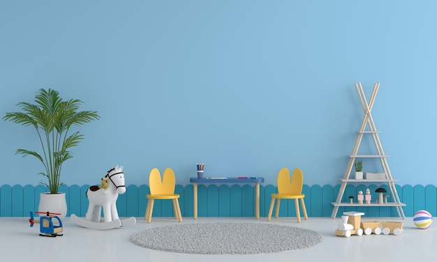 Interior de habitación de niños azul