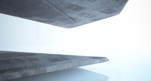 Interior de hormigón arquitectónico abstracto de una casa minimalista Ilustración y representación 3D