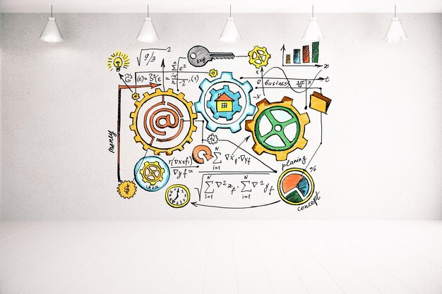 Interior de hormigón con carta de negocios