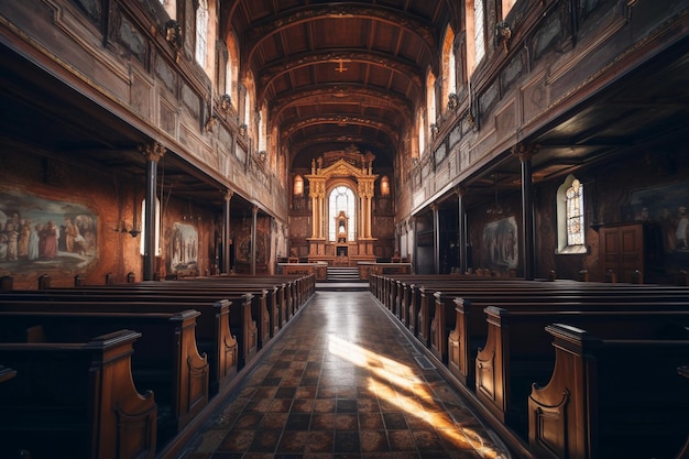 Interior de una iglesia sin gente