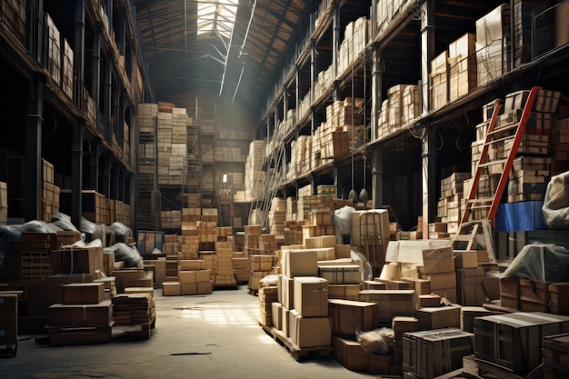 Interior industrial de un antiguo almacén de una fábrica Antiguo almacén oscuro