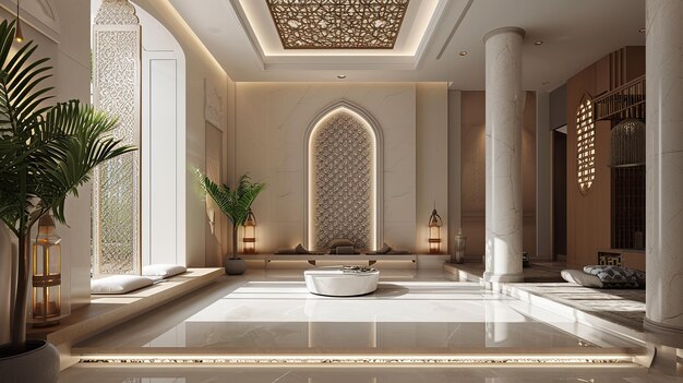 Foto interior islâmico de harmonia simples com design minimalista característico
