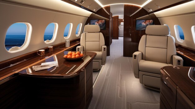 Interior de un jet privado