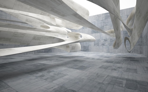 Interior liso concreto abstrato escuro vazio. Fundo arquitetônico. ilustração 3D e render