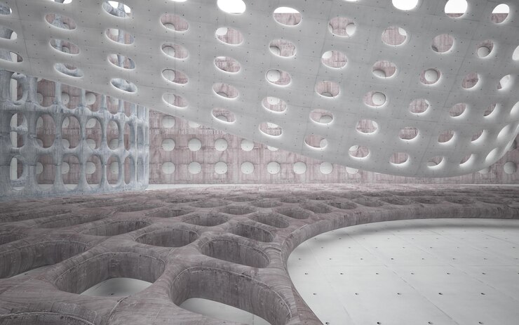 Foto interior liso de hormigón abstracto oscuro vacío fondo arquitectónico ilustración 3d y renderi