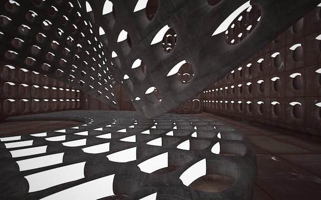Interior liso de hormigón abstracto oscuro vacío Fondo arquitectónico Ilustración 3D y renderi