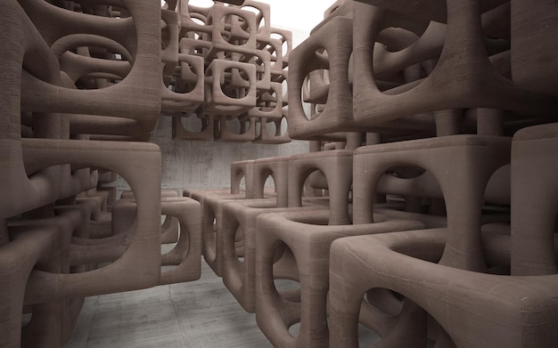 Interior liso de hormigón abstracto oscuro vacío Fondo arquitectónico Ilustración 3D y renderi