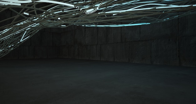 Interior liso de hormigón abstracto oscuro vacío Fondo arquitectónico Ilustración 3D y renderi