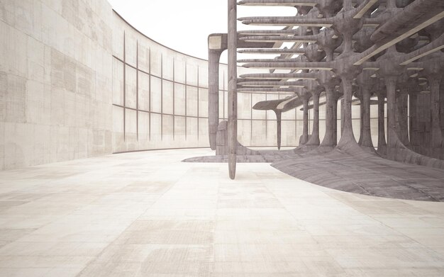 Interior liso de hormigón abstracto oscuro vacío Fondo arquitectónico Ilustración 3D y renderizado