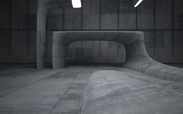 Interior liso de hormigón abstracto oscuro vacío Fondo arquitectónico Ilustración 3D y renderizado