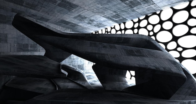 Interior liso de hormigón abstracto oscuro vacío Ilustración 3D de fondo arquitectónico