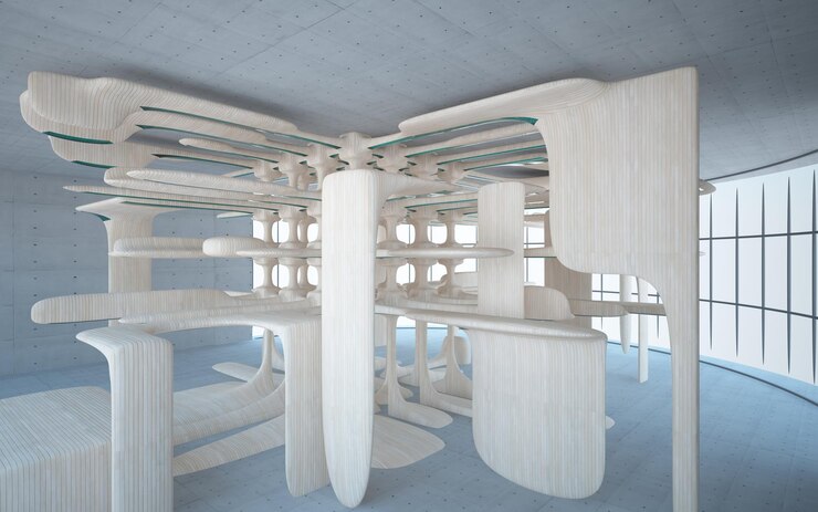 Foto interior liso de madera y hormigón abstracto oscuro vacío fondo arquitectónico 3d