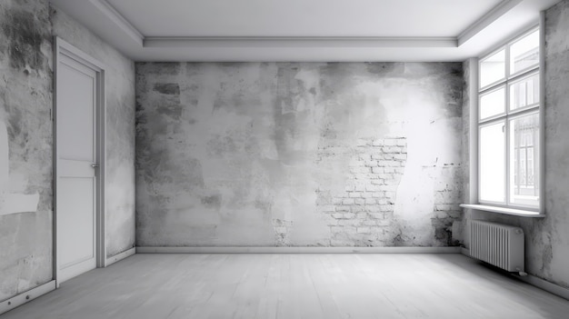Interior de loft minimalista grunge gris AI generativa