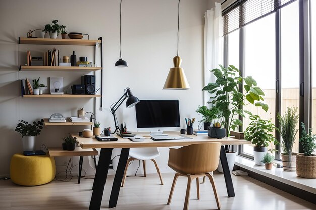 Interior del lugar de trabajo moderno en casa.