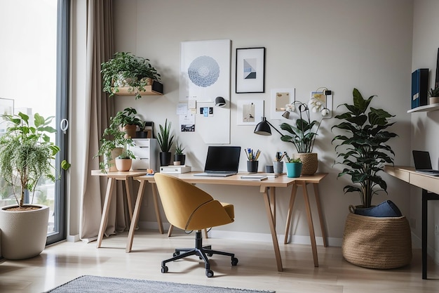 Interior del lugar de trabajo moderno en casa.