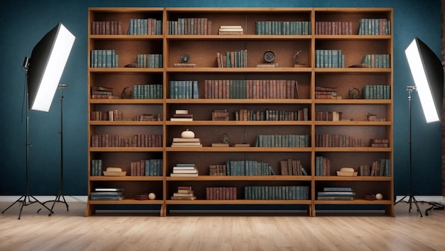 Interior lujoso de la biblioteca con muebles antiguos y estanterías