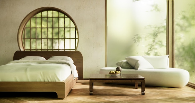 Foto interior luxuoso modelo de quarto de estilo japonês moderno projetando o mais bonito