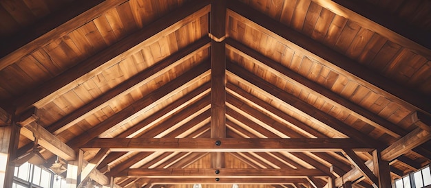 En el interior de madera del edificio, el techo con paneles de madera y las vigas proporcionan una apariencia texturizada y única.