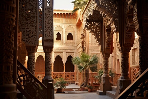 Foto el interior de la mezquita es un excelente ejemplo de arquitectura de arco tradicional generada por la ia.