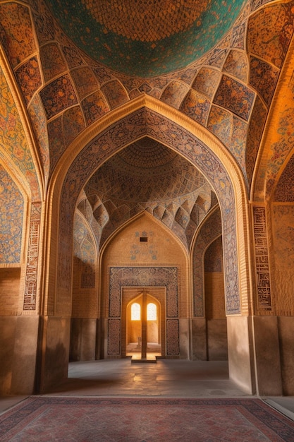 El interior de la mezquita jameh en isfahan