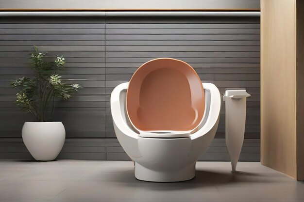 Interior minimalista del baño lavabo blanco vanidad de madera bañera simple bañera paredes beige