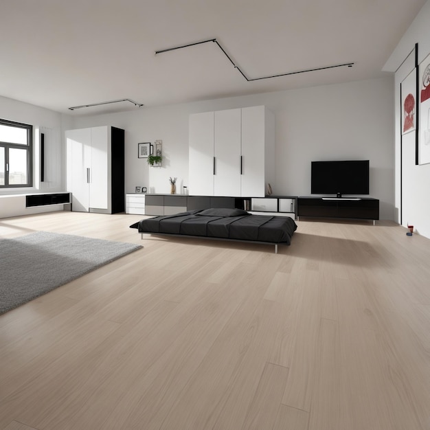 Foto el interior minimalista contemporáneo de la habitación