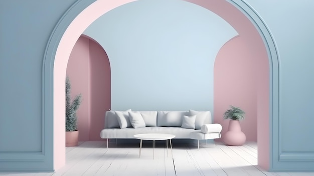 Interior minimalista de diseño interior moderno 3D renderizado generativo ai