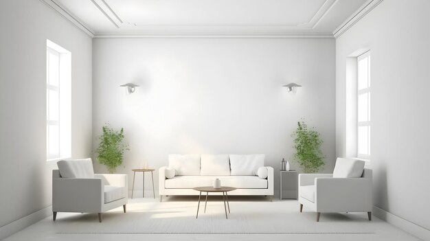 Interior minimalista de diseño interior moderno 3D renderizado generativo ai