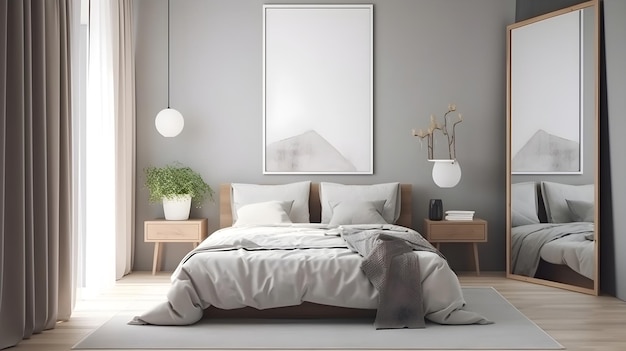 Interior minimalista de diseño interior moderno 3D renderizado generativo ai